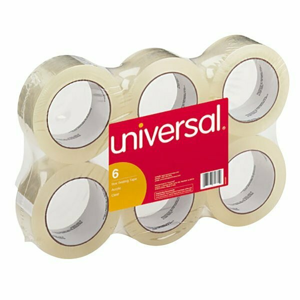 Universal UNV63500 2'' x 110 Yards Clear General Purpose Acrylic Box Sealing Tape, 6PK 328UNV63500